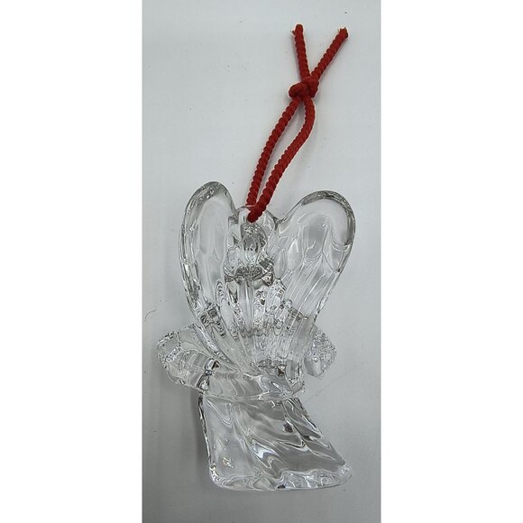Waterford Crystal Angel Ornament With "Fellowship" Banner & Red Cord - Picture 3 of 5